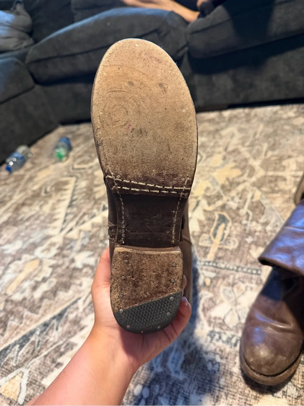 BED|STU Sueded Brown Leather Boot Interior